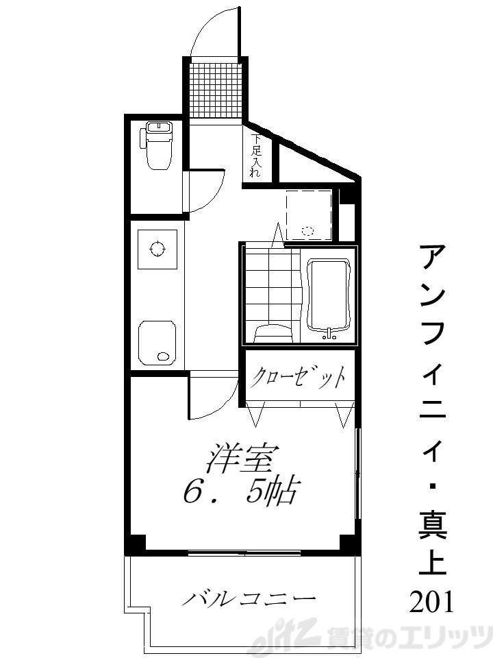 アンフィニィ真上(1K/2階)の間取り写真