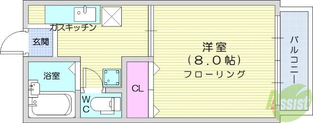 植木ハイツ5(1K/2階)の間取り写真