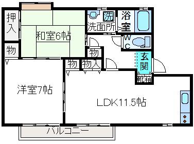 ローンコート(2LDK/2階)の間取り写真