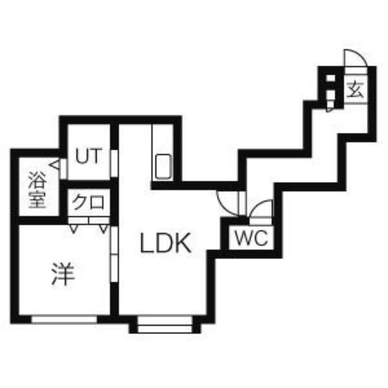 エクエス月寒(1LDK/1階)の間取り写真
