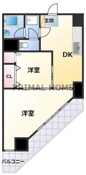 サクラビル(2DK/10階)の間取り写真