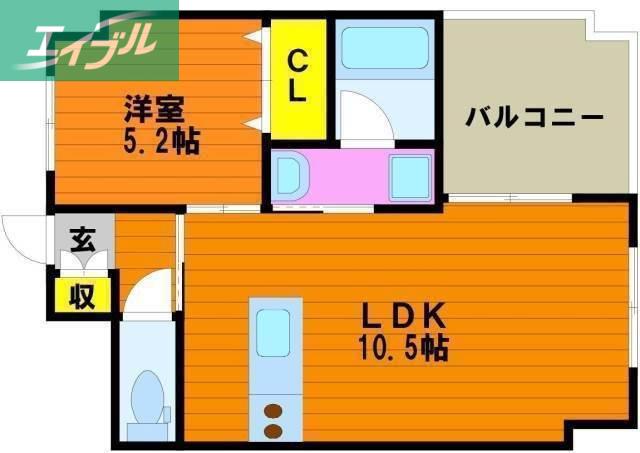 ピュアライン医大東(1LDK/4階)の間取り写真