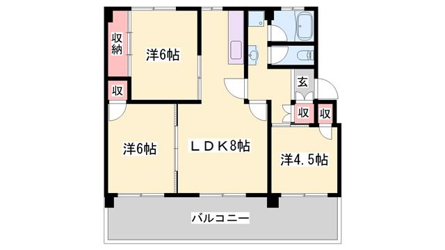 ヴィラナリー加東III 2号棟(3LDK/4階)の間取り写真