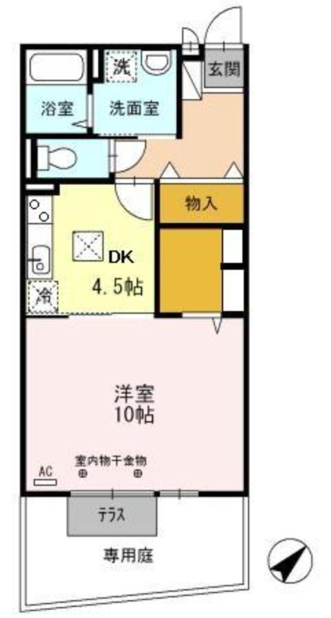 バーディーコート A棟(1DK/1階)の間取り写真