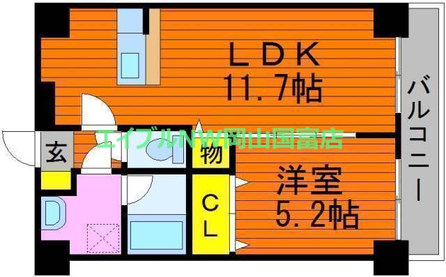 ARCSTAGE表町(1LDK/6階)の間取り写真