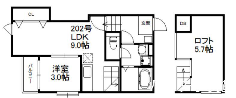 グランメゾン福間(1LDK/2階)の間取り写真