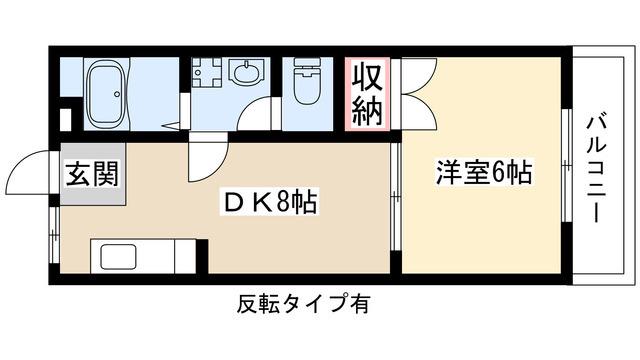 フォレストII(1DK/2階)の間取り写真