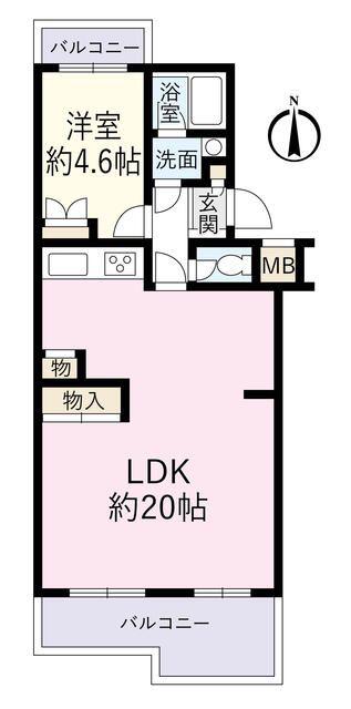キャッスル富水(1LDK/2階)の間取り写真