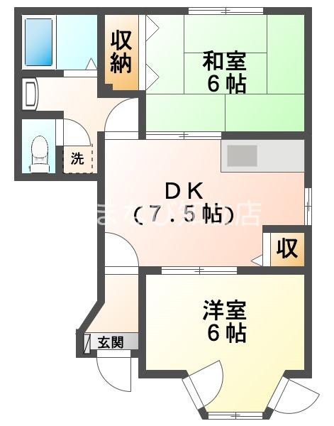 グランドールメゾンII(2DK/1階)の間取り写真