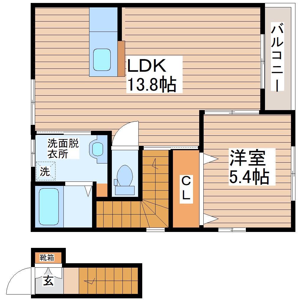モンテ・ヴェールM(1LDK/2階)の間取り写真