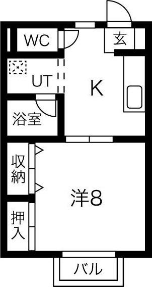 ルーブル大沼(1K/1階)の間取り写真