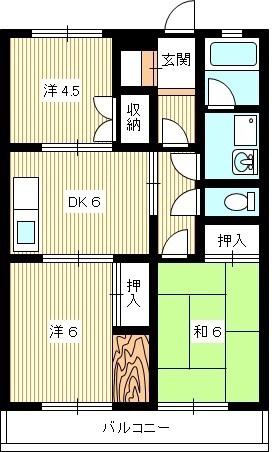 エトあール(3DK/1階)の間取り写真