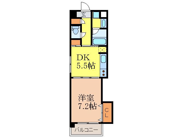 ニッケノーブルハイツ江坂(1DK/2階)の間取り写真