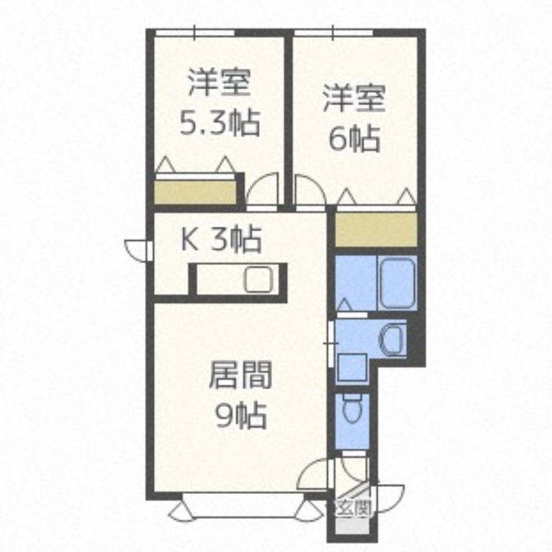 サンライズ新琴似615(2LDK/1階)の間取り写真