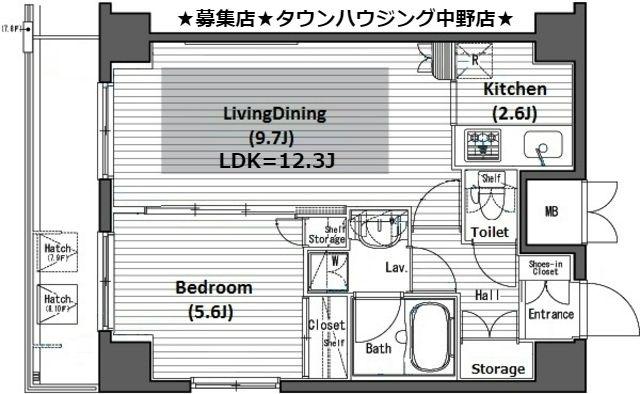 ガラ・グランディ中野(1LDK/10階)の間取り写真