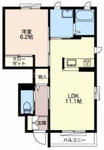 ルピナス(1LDK/1階)の間取り写真