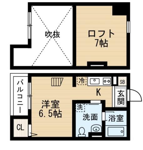 プランドールUG(1K/2階)の間取り写真