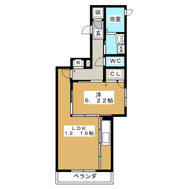 ティアコート茅ヶ崎(1LDK/1階)の間取り写真