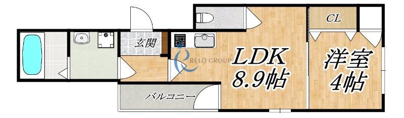 F ASECIA CROWN(1LDK/2階)の間取り写真