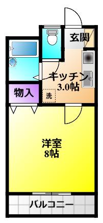 ハイツアミーゴB(1K/2階)の間取り写真