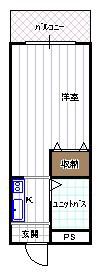 ネオコーポイケダヤ1号館(1K/3階)の間取り写真