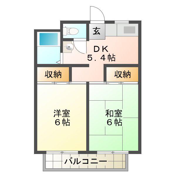 アップルハウス(2DK/2階)の間取り写真