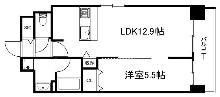 DWELL東寺道(1LDK/3階)の間取り写真