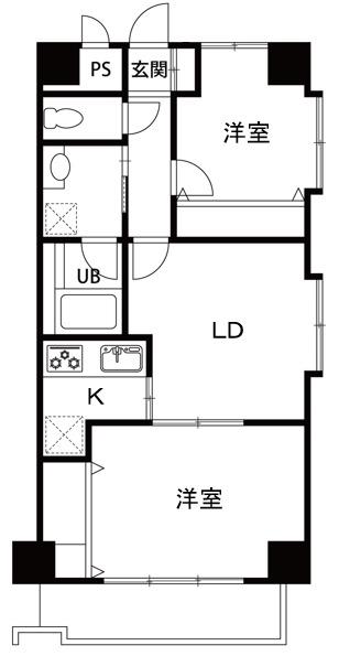 ヴァンベール川口(2LDK/3階)の間取り写真