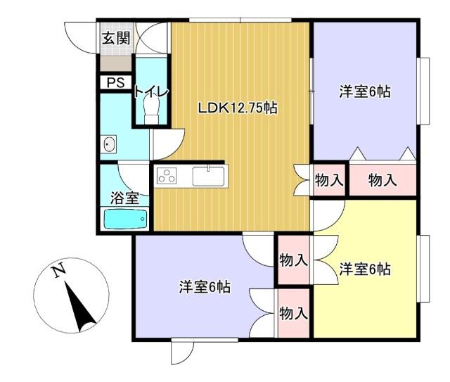 MSラメール(3LDK/1階)の間取り写真