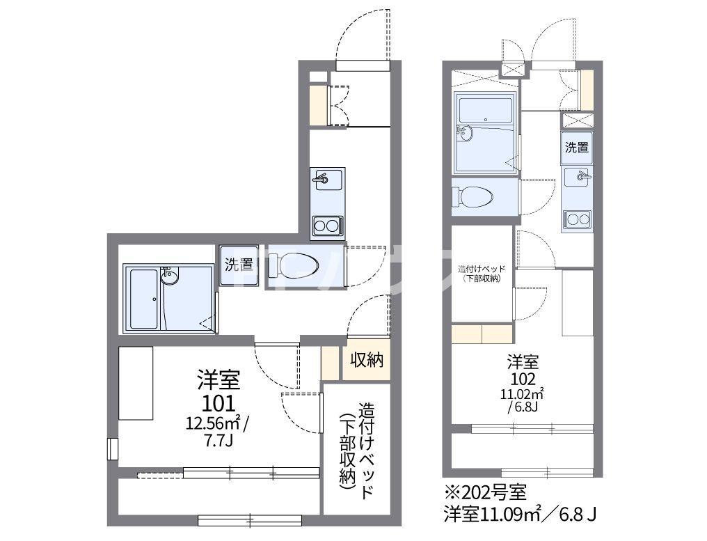 レオパレスグランティス(1K/1階)の間取り写真