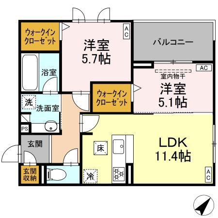 プリムラコウチ(2LDK/1階)の間取り写真