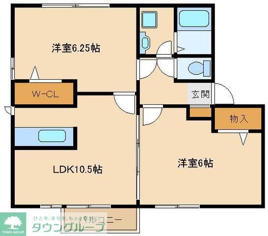 ロワール B棟(2LDK/1階)の間取り写真
