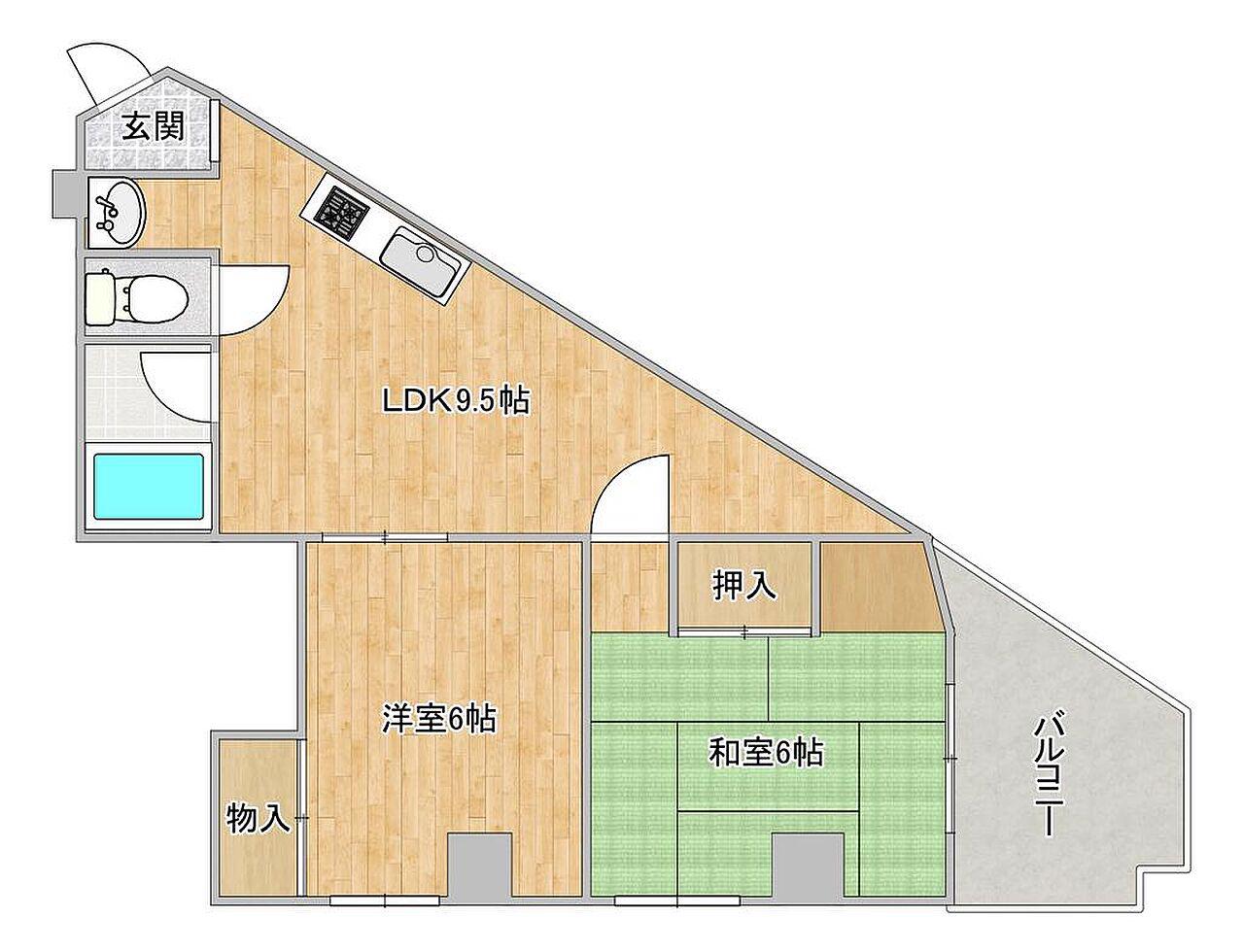 エイワンコート(2LDK/3階)の間取り写真