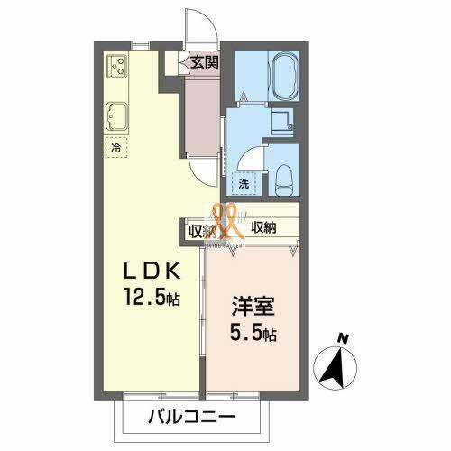 パレルージュA(1LDK/2階)の間取り写真