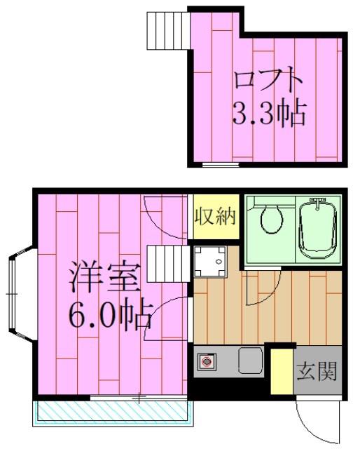 コモドオシキリ(1K/1階)の間取り写真