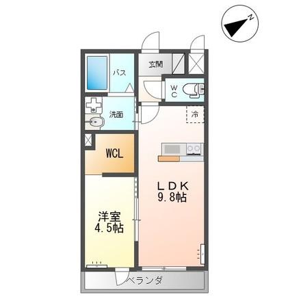 ブランシュ フルールAR(1LDK/2階)の間取り写真