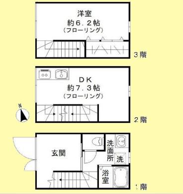クロススクエア西大井(1DK/1階)の間取り写真