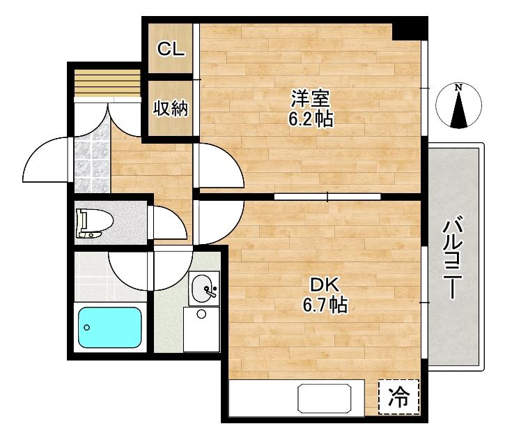 麻布尾又ビル(1DK/7階)の間取り写真