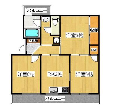 屋島パークハイツ(3DK/2階)の間取り写真