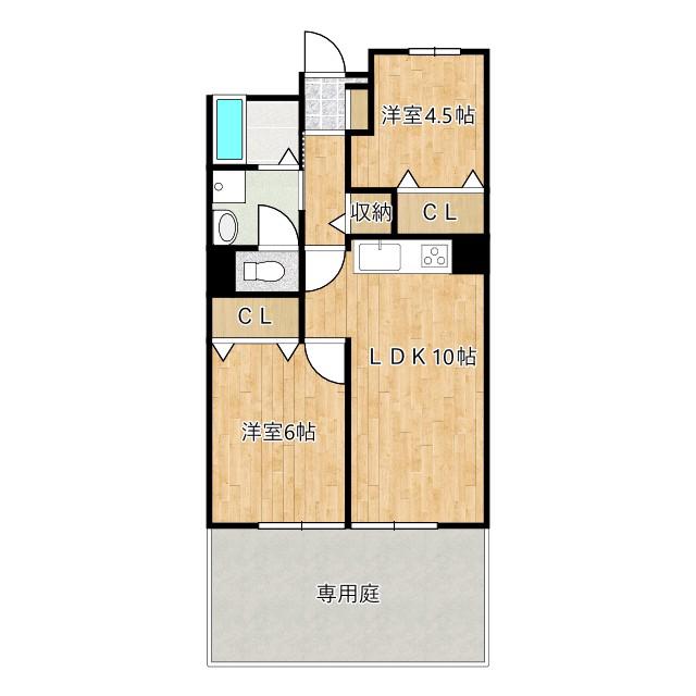 ルネ羽衣(2LDK/1階)の間取り写真