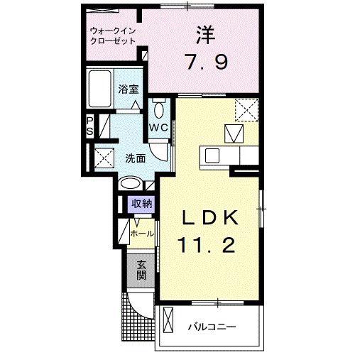 イーグルスI(1LDK/1階)の間取り写真