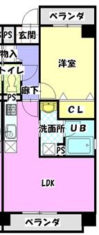 リブ荒池(1LDK/2階)の間取り写真