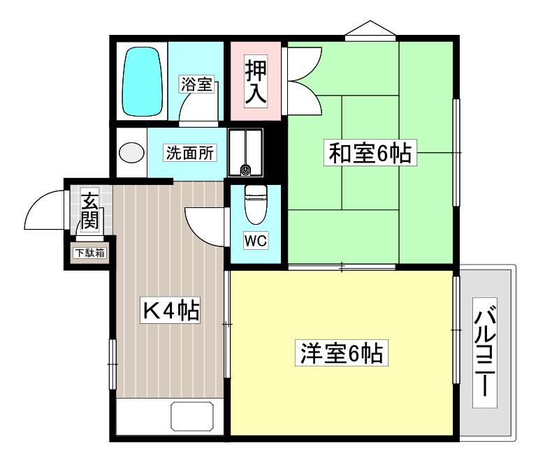 イースト七番館(2DK/2階)の間取り写真