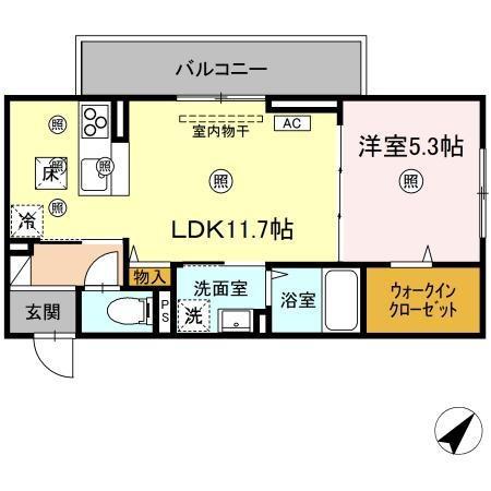 AMレジデンス出雲(1LDK/3階)の間取り写真