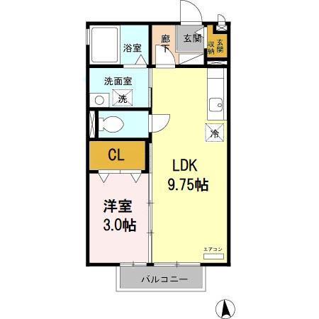 マーメゾン加茂(1LDK/1階)の間取り写真
