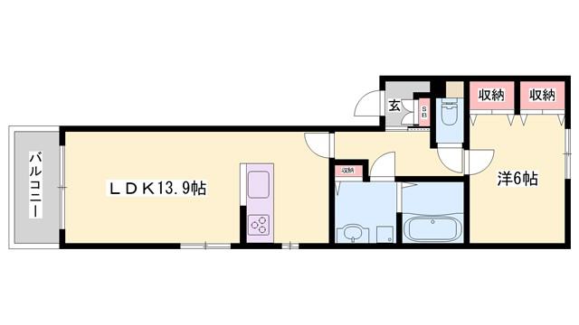 タカラホーム(1LDK/1階)の間取り写真