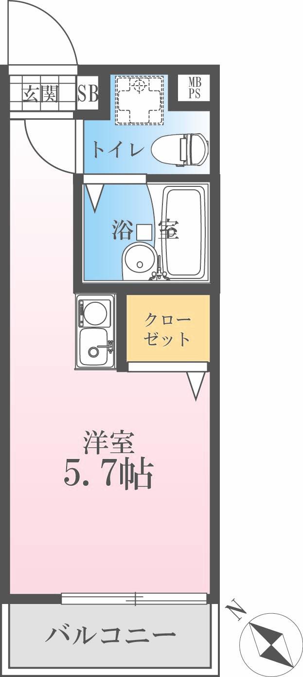 YKヴィラ川崎(ワンルーム/2階)の間取り写真