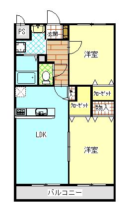 スカーディア中曽根(2LDK/1階)の間取り写真