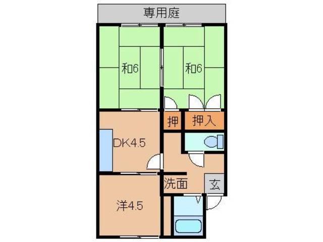 ローズハイム(3DK/1階)の間取り写真