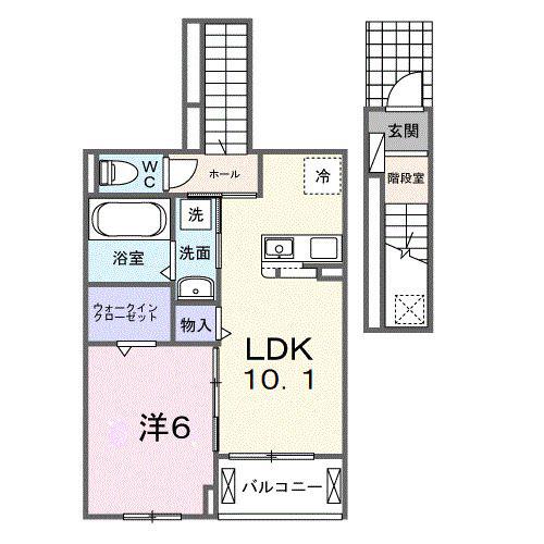 フランシーズコート行田(1LDK/2階)の間取り写真